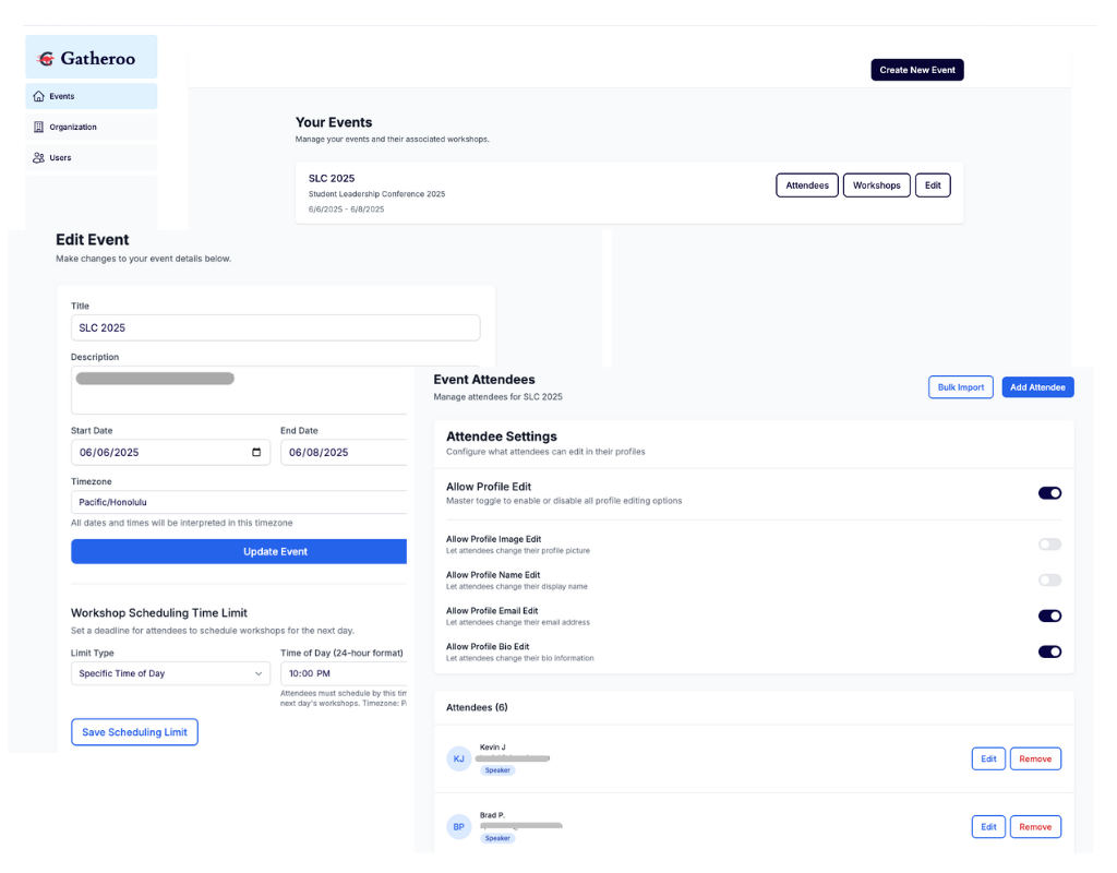 Gatheroo Web Dashboard